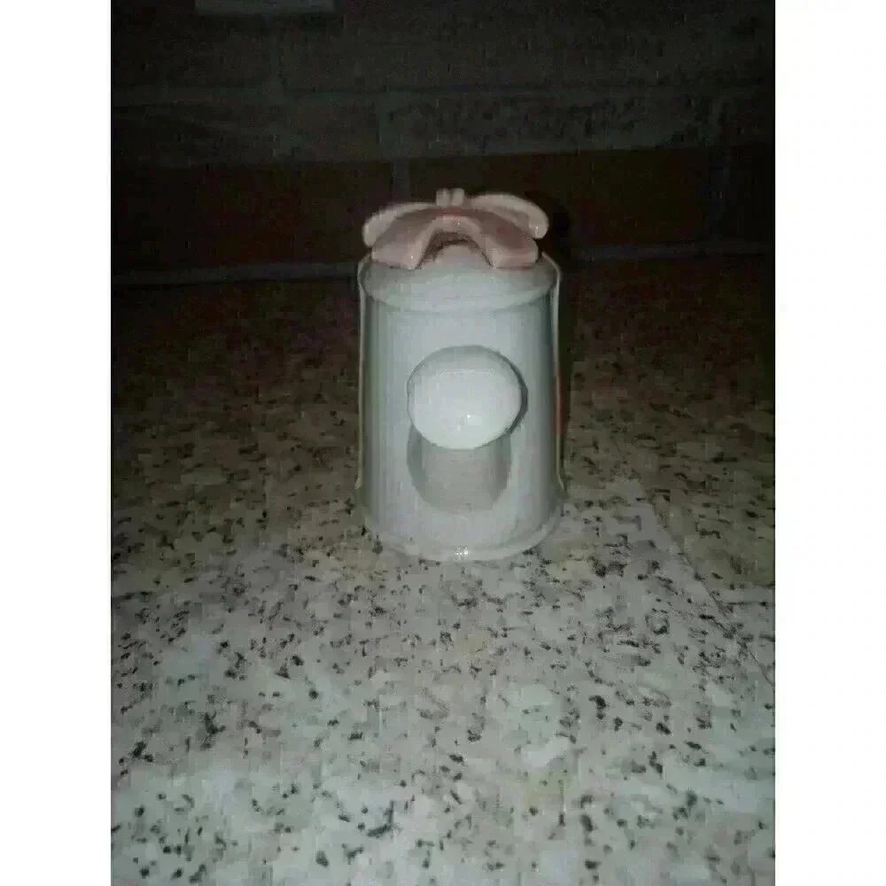 Vintage Watering Can Flower Planter White With Pink Bow